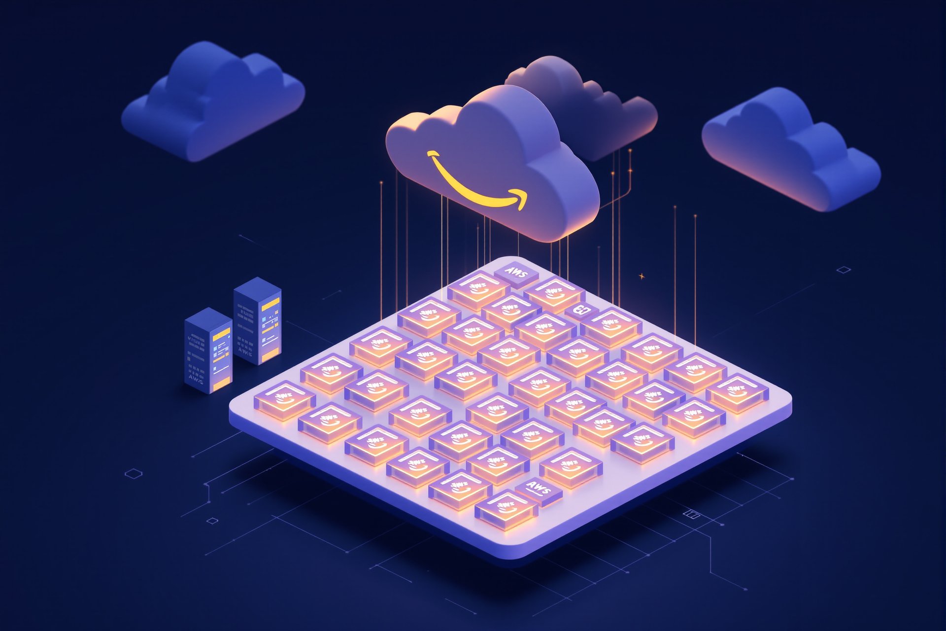 Schemat infrastruktury AWS z S3, CloudFront, EC2, Lambda i CodeBuild